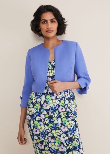 Phase Eight Zoelle Bow Detail Jackets Blue Australia | XU4672530